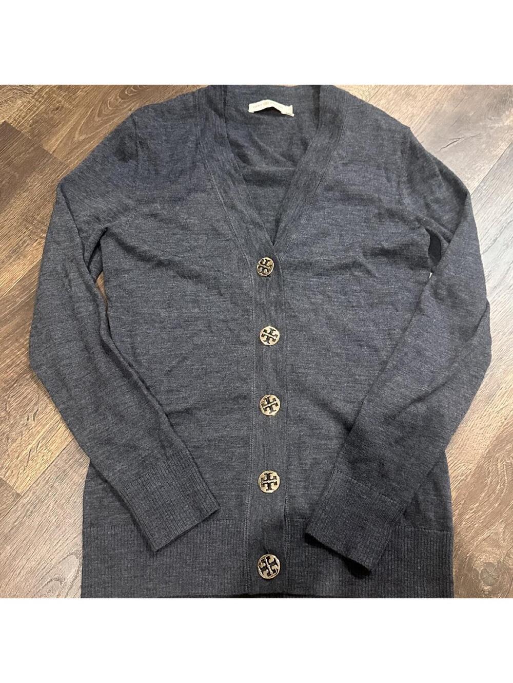 Tory Burch Women's Grey and Navy Cardigan